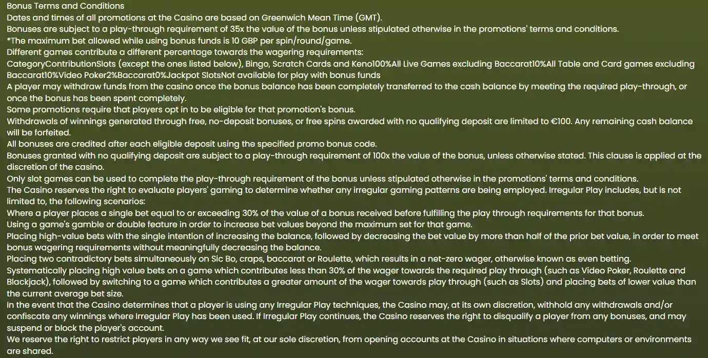 BetCleo Casino bonus terms and wagering conditions