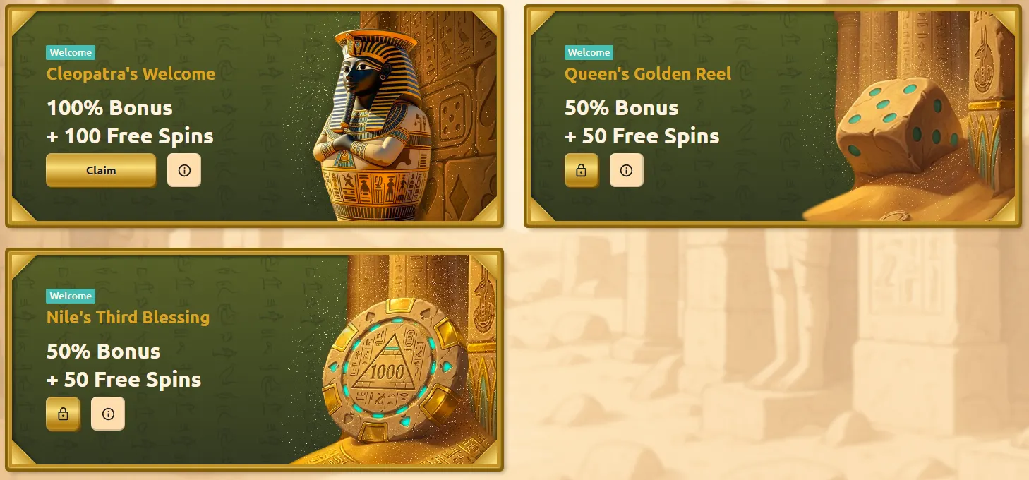 BetCleo Casino welcome package with first deposit bonus and free spins offers