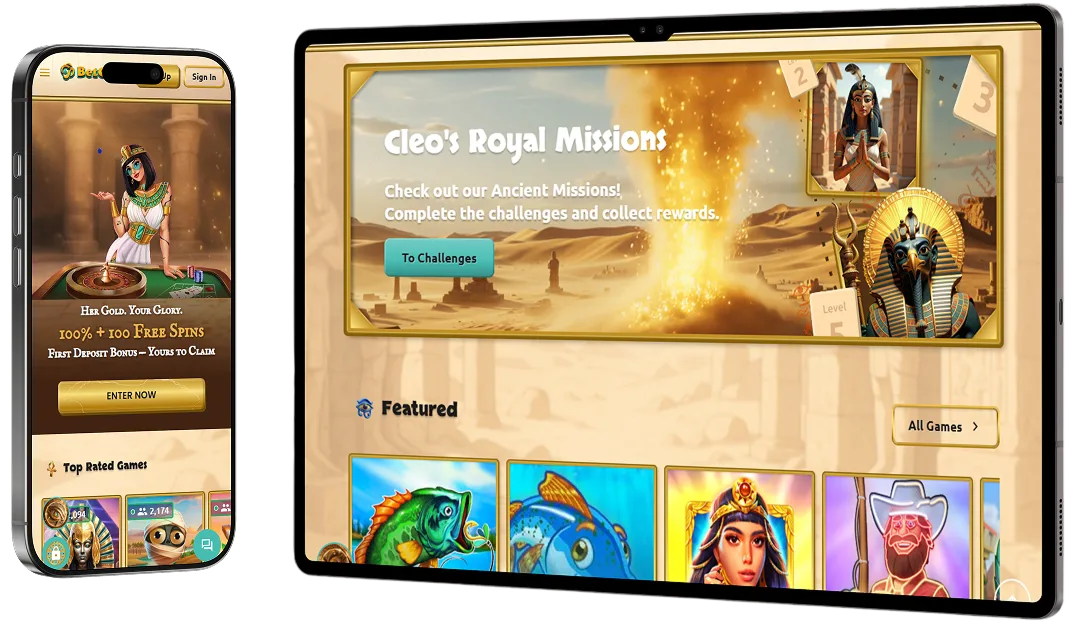 BetCleo Casino mobile website on smartphone and tablet